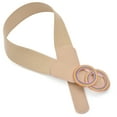 thumbnail image 2 of Beltox Women’s Elastic Waist Belt w Double Rainbow Ring Khaki 27-35", 2 of 3