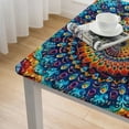 thumbnail image 4 of HAOXIT  Bohemian Mandala Pattern Tablecloth Rectangle Colorful Vintage Polyester Table Cloth Large Square Table Cover for Dining Kitchen Party  52*52, 4 of 7