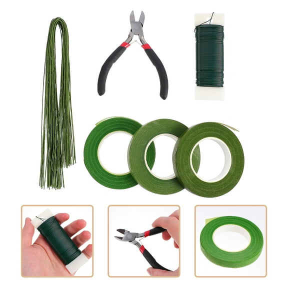 NIYANGLE 1 Set Floral Arrangement Tools Kit for Diy Flower Arrangement Green Plastic Wire Cutting Stem Wrapping