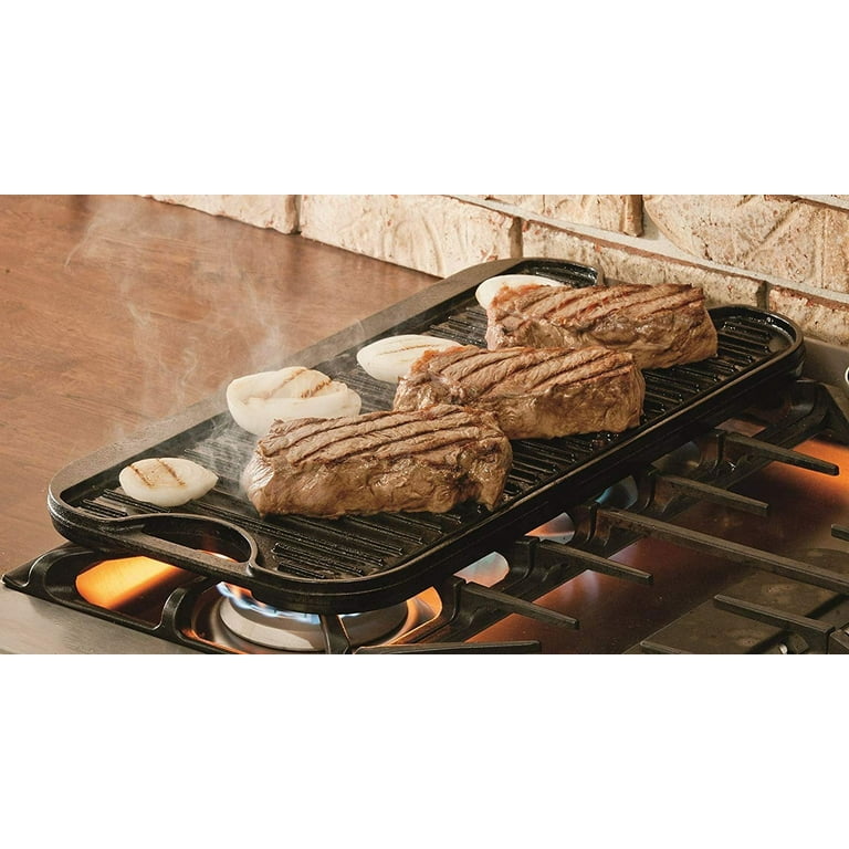 Cast Iron 20 Reversible Griddle Flat & Ridged BBQ Grill Burner Kitche –  Kitchen & Restaurant Supplies