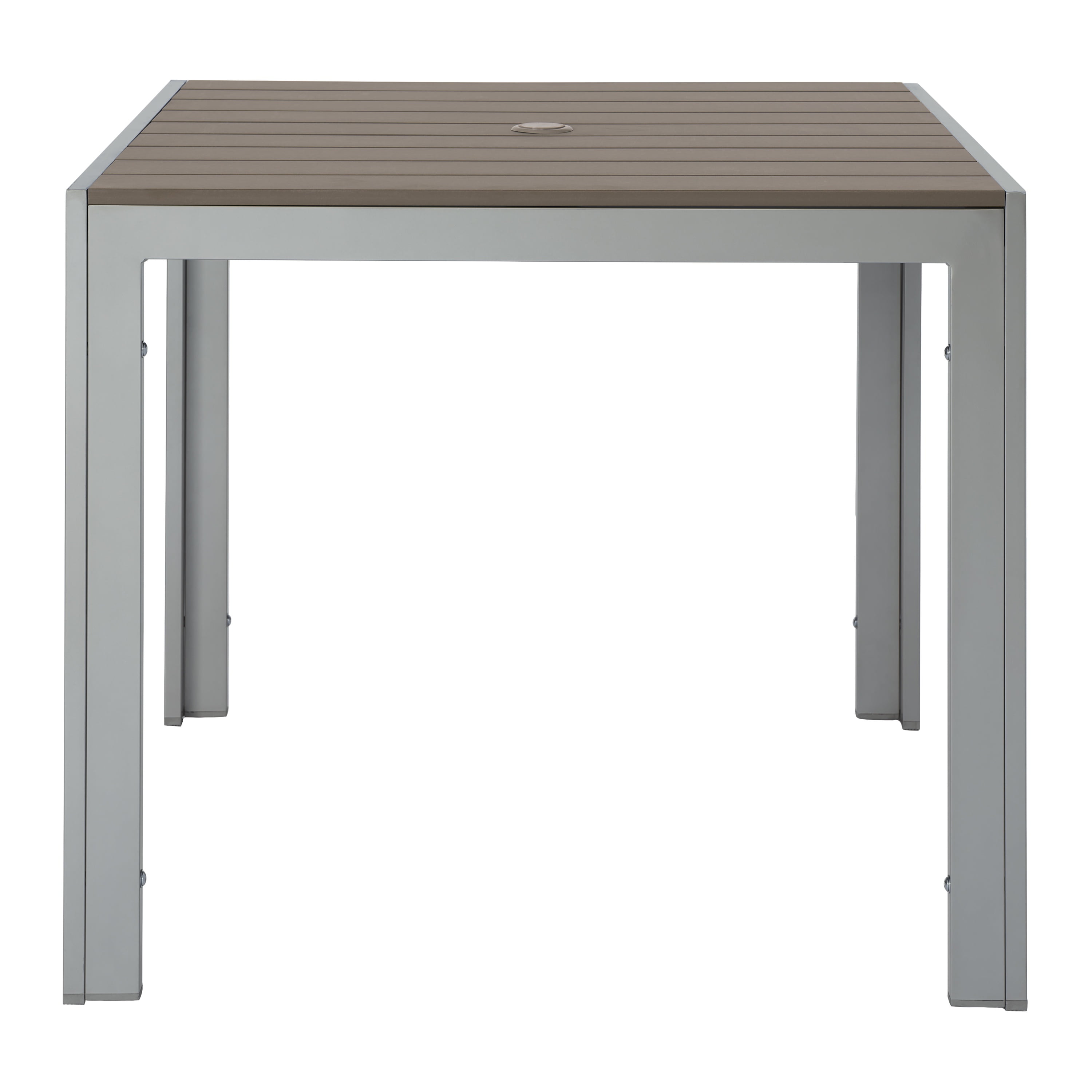 CorLiving Gallant Square Silver Aluminum and Taupe Poly-Wood Patio Dining Table