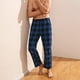 thumbnail image 5 of Pantalón de pijama de algodón tejido para hombre, ropa de dormir suave a cuadros, 5 of 5
