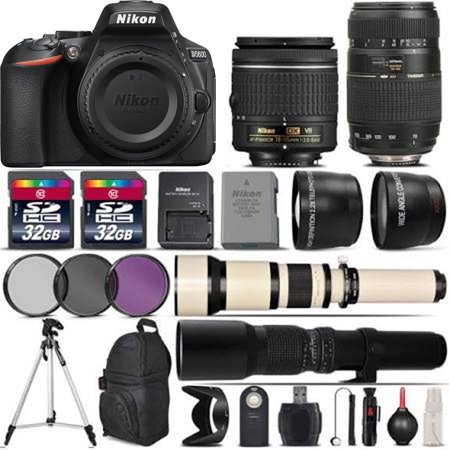 Nikon D5600 DSLR Camera + 18:55mm AF:P Lens + 70:300mm + 650:1300mm + 500mm Lens MEGA BUNDLE
