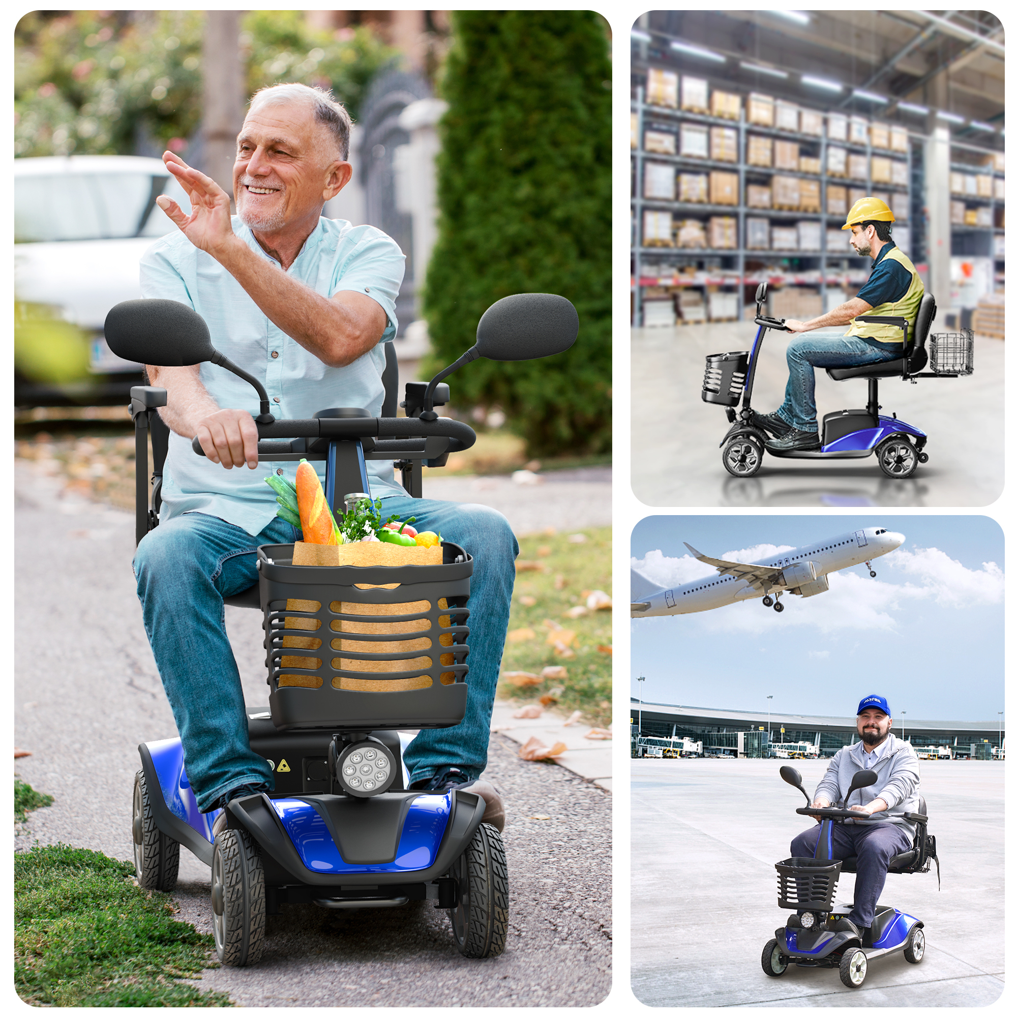 SACVON Upgrade 4 Wheel Mobility Scooter for Seniors, Foldable Powered Mobile Wheelchair for Adult 330lbs, Blue - image 3 of 10