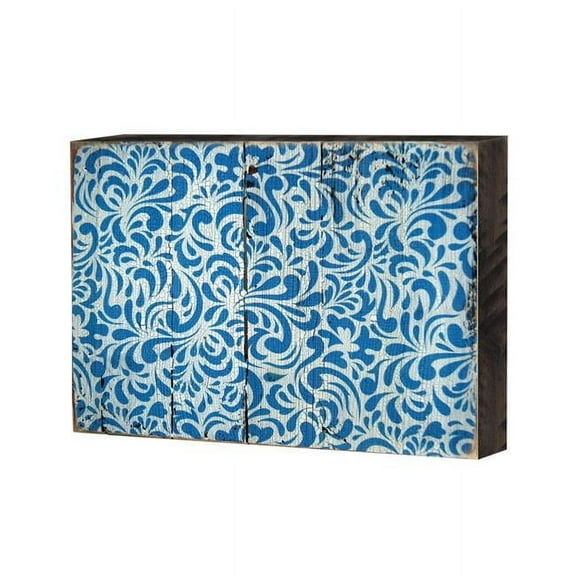 Designocracy 95004-08 Patterned Rustic Wooden Block Design Graphic Art