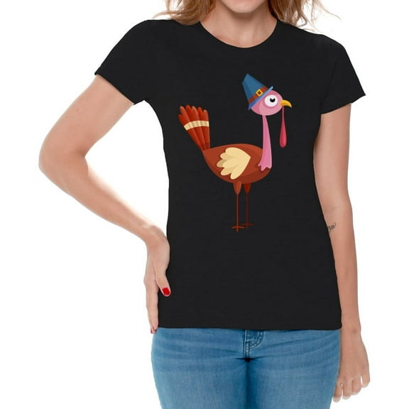 Cute Turkey Women Shirt - S M L XL 2XL 3XL - Funny Thanksgiving Tshirts for Women Holiday Graphic Tee Gift