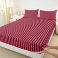 thumbnail image 5 of Castle Fairy Hippie Vertical Band Bed Sheets 4-Piece,Tribal Linear Stripe Full Size Sheets,Orange Navy Blue,1 Flat Sheet, 1 Fitted Sheet and 2 Pillowcases, 5 of 7