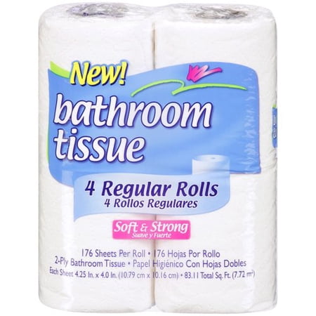 Walmart 2-Ply Regular Rolls Bathroom Tissue, 4 count - Walmart.com