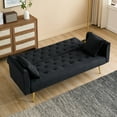thumbnail image 3 of 71 Inch Convertible Love Seat Sofa, Velvet, Suitable for Small Living Room, Bedroom, Office (Black), 3 of 9