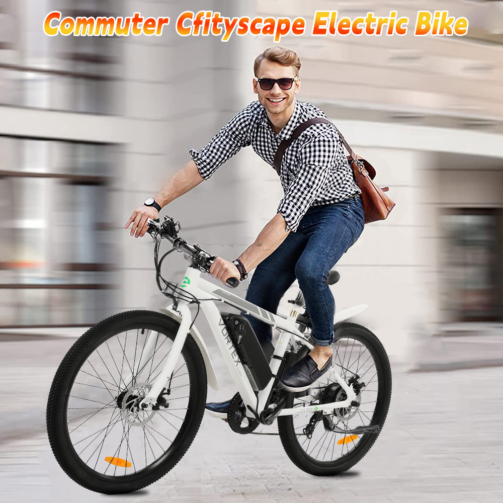 ECOTRIC Electric Commuter Bike for Adults 26" White Ebike with 350 W Motor, 20 MPH Mountain Bicycle with LED Display, Removable 36 V/12.5 Ah Battery 7 Speed Gears UL Certified A-E516646 - image 6 of 7