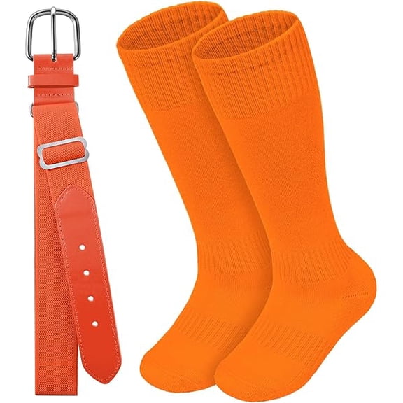 Eryueer Youth Baseball Socks and Belt Combo Set,Youth Softball Socks and Adjustable Baseball Belt for Boys Girls