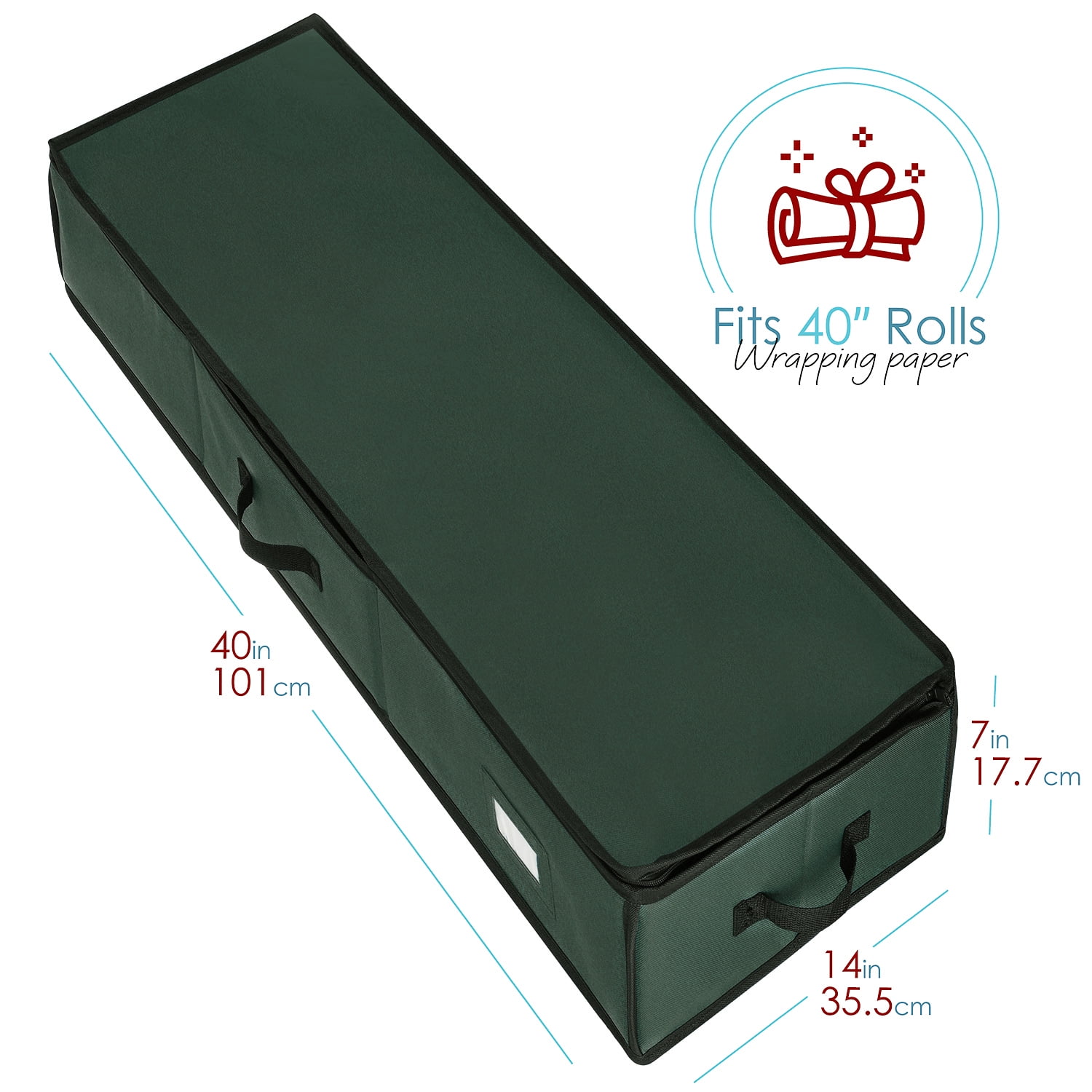Lammaloe Wrapping Paper Storage Organizer Container - Christmas Wrapping Paper Rolls Storage, Under-Bed Storage Box for Holiday Storage & Accessories - Gift Wrap Storage Organizer Box, Green