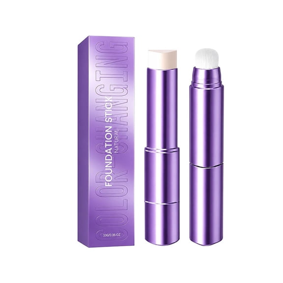 2 in 1 Changing Foundation Stick with Brush, Auto Adjusting Skin Tone Makeup Full Coverage Concealer Foundation