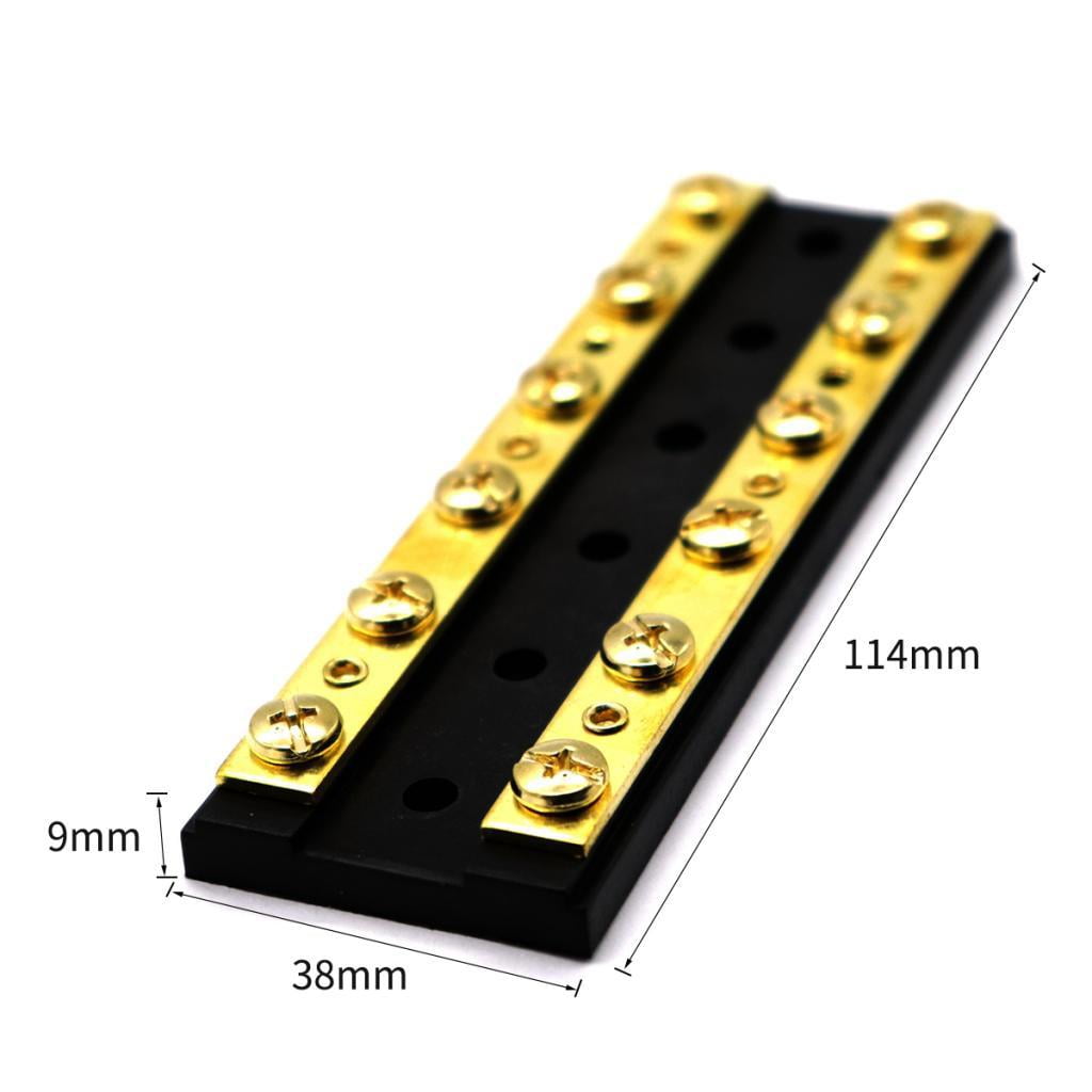 Vensio 2-Pack 12-Position Brass Bus Bar Terminal Blocks Power Distribution Junction for Marine Boat RV