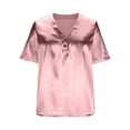thumbnail image 5 of Paiwinds Women's V-Neck Short Sleeve Satin Blouse Business Casual Wear Soft Polyester Work T-Shirt Top, 5 of 9