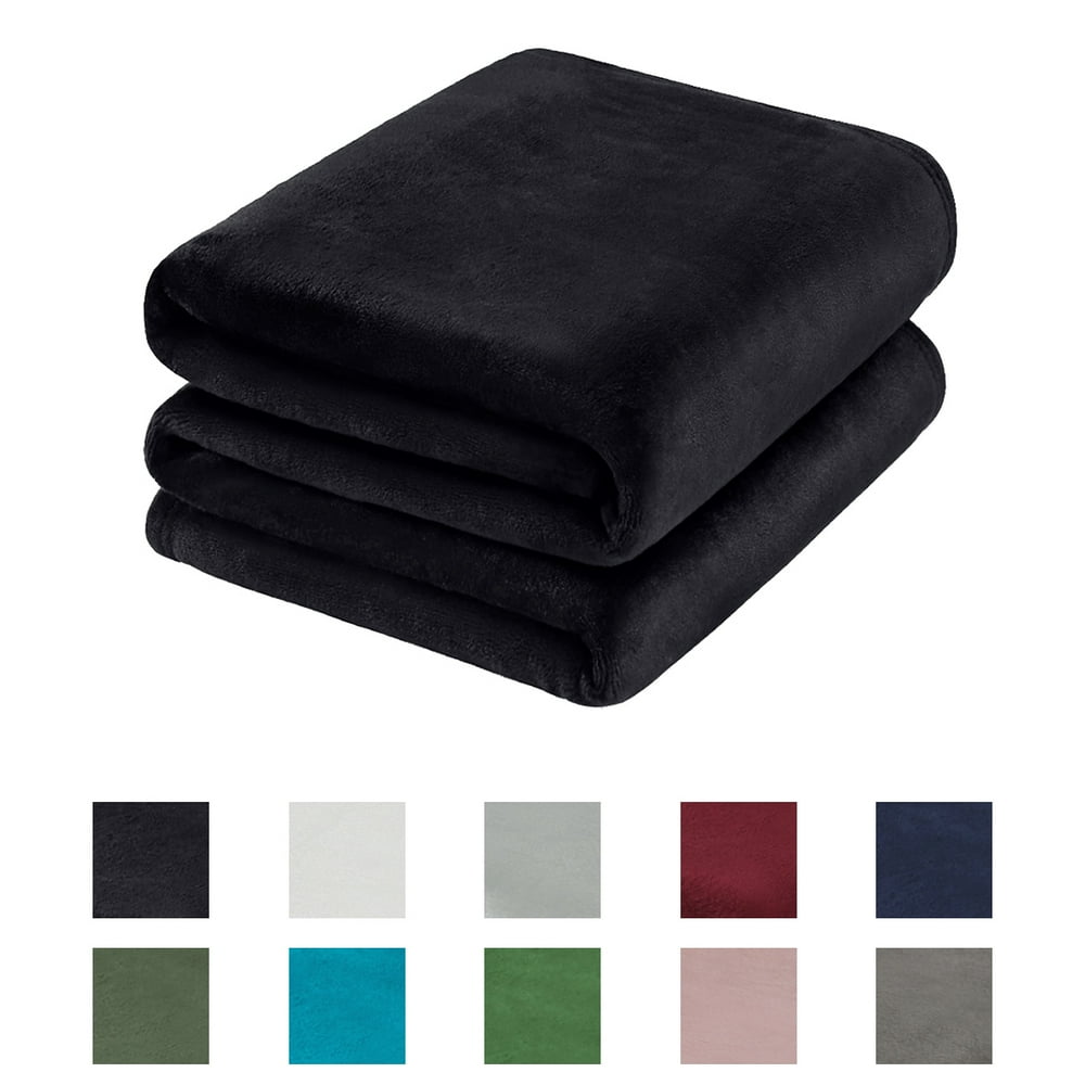 Unique Bargains Soft Microfiber Plush Fuzzy Fleece Blanket Black Queen