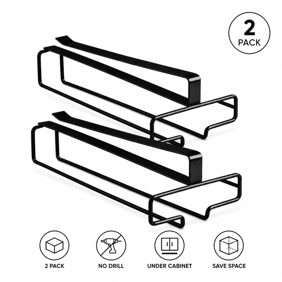2-Pack 10" Under Cabinet Wine Glass Holder, Hanging Stemware Rack for Kitchen Bar