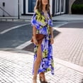 thumbnail image 4 of Women's Slim Fit Floral Print Dress, Summer V-Neck Dress, Vacation Style, 4 of 5