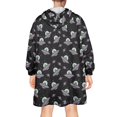 thumbnail image 2 of Wearable Blanket Hoodie,Alien UFO Black Pattern Oversized Sherpa Blanket Hoodie with Super Pockets,Super Warm Fuzzy Pullover for Women & Men, 2 of 4
