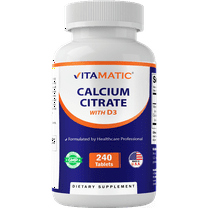 Vitamatic Calcium Citrate with Vitamin D3 – 240 Tablets – High Absorption Calcium Citrate with D3 – Non-GMO, Gluten-Free