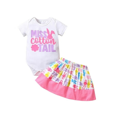 

Jxzom Newborn Baby Girl Easter Outfits Set Cute Rabbit Bunny Romper Top Ruffle Pleat Skirts Dress Set