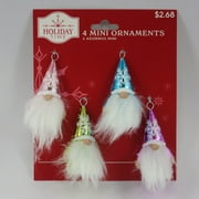 Holiday Time Shiny Gnome Mini Christmas Ornaments, 4 Count