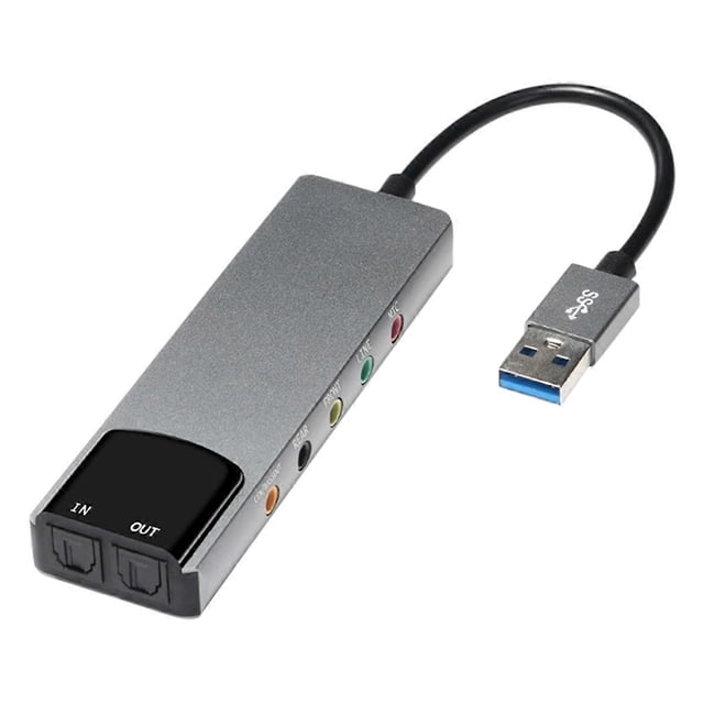 6-in-1 USB External Optical Sound Card Multifunction Audio Converter Adapter for Notebook Aluminium Sound Card