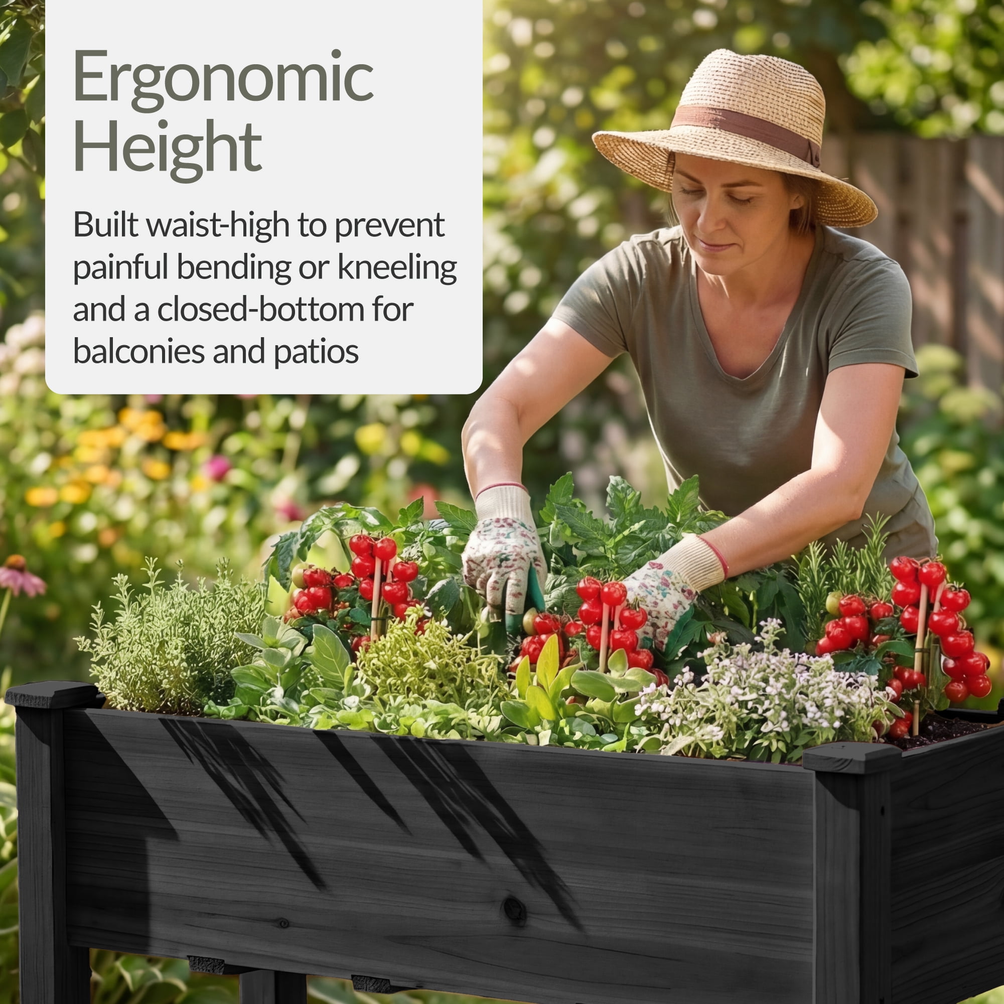 Best Choice Products 48x24x30in Raised Garden Bed, Elevated Wooden Planter for Yard w/ Foot Caps, Liner - Black
