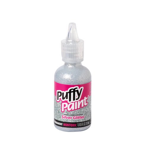 Puffy 3D Puff Paint, Fabric and MultiSurface, Glittering Silver, 1 fl