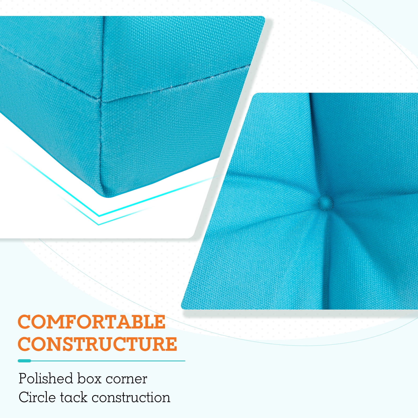 EAGLE PEAK Tufted Outdoor/Indoor High Back Patio Chair Cushion, Set of 2, 46'' x 22'', Blue