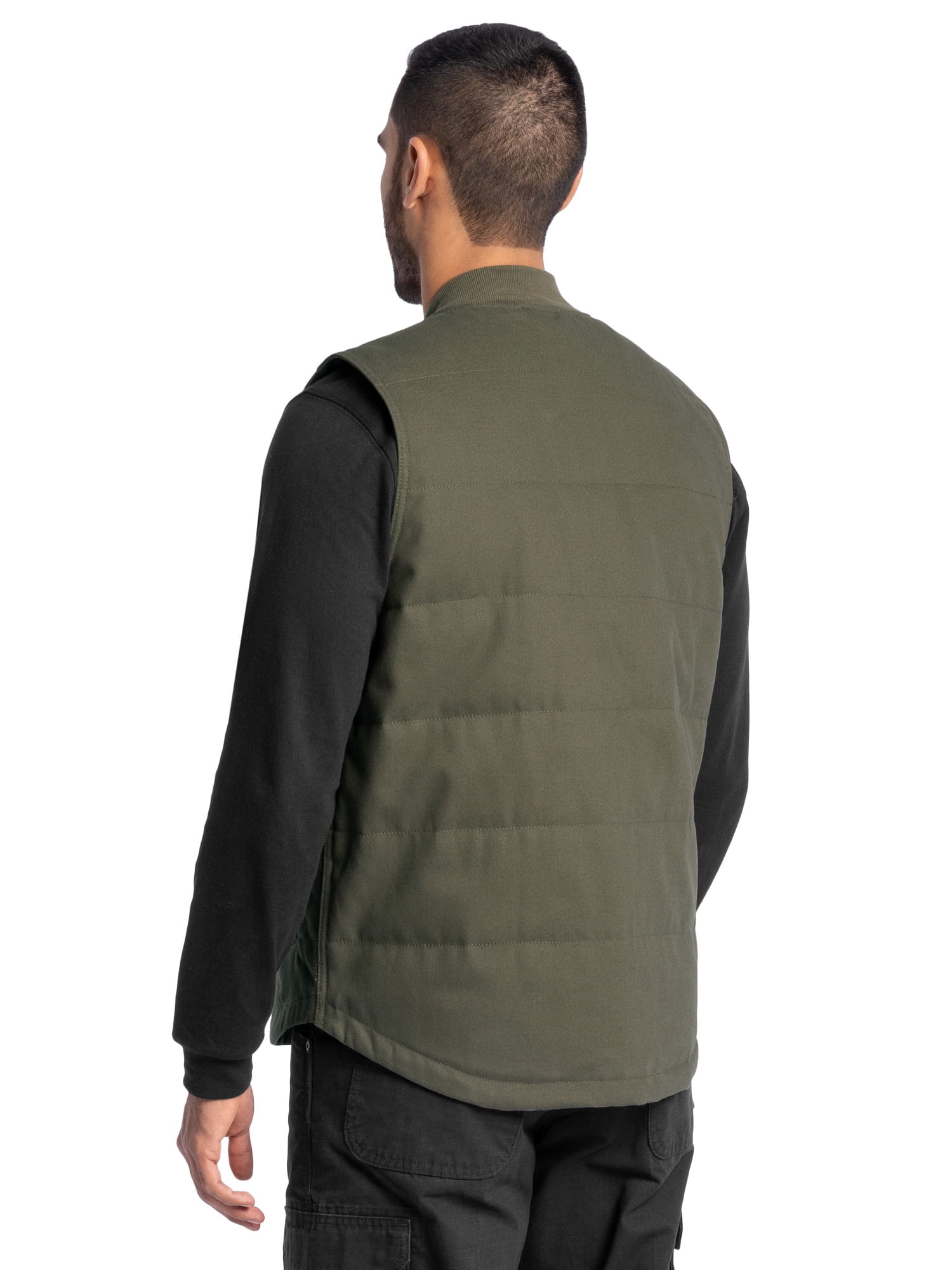 トップス THROTTLE WORKS Touring Duck Brown Vest Wrangler Workwear Men's Quilted Duck Work Vest, Size Small