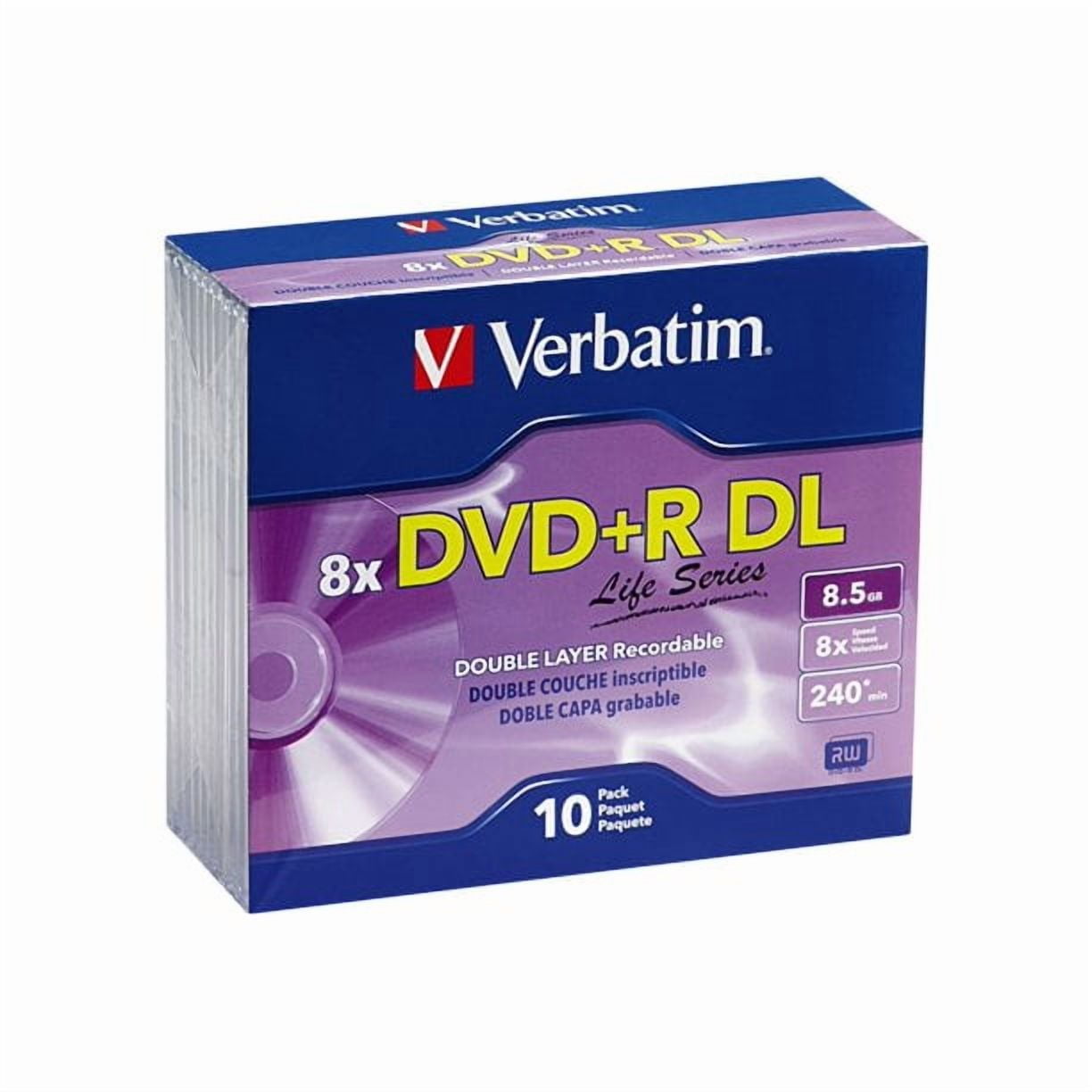 Verbatim 8.5GB 8X DVD+R DL 5 Pack, Compatible with High Speed