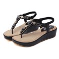 thumbnail image 2 of Leutsin Ladies Sandals Rhinestone Buckle Style Wedge Heel Large Size Flip Flop Sandals, 2 of 2