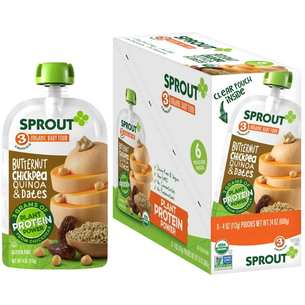 Sprout Organic Baby Food, Stage 3 Pouches, Butternut & Chickpea Plant
