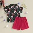 thumbnail image 3 of Okbabeha 6 9 12 18 24Months 2t 3t 4t 5t Toddler Baby Boy Christmas Outfits Santa Print Button Down Shirt +Long Pants Set, 3 of 7