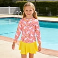 thumbnail image 5 of Lanbubble Girls Swimsuit Rash Guard Set 2 Piece Long Sleeve Bathing Suit Swim Skirt with Shorts 7-8 Years, 5 of 9