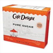 Caf Delight Pure Sugar Packets, 0.10 oz Packet, 100 Packets/Box