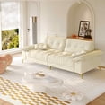 thumbnail image 3 of FFH 104.7" Cloud Sectional Sofa, Tufted Chenille Sleeper Sofa with Movable Armrests and Pillows, 4 Seater Oversized Couch with Deep Seat for Living Room, Beige, 3 of 9