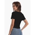 thumbnail image 6 of Women's Casual Short Sleeve Scoop Neck Fitted Workout Basic Crop Top Teen T-shirts, 6 of 6