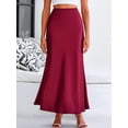 thumbnail image 4 of Women Fall Skirts Business Casual Clothes High Waisted Cocktail Party Wedding Guest Mermaid Maxi Skirt Wine Red M, 4 of 10