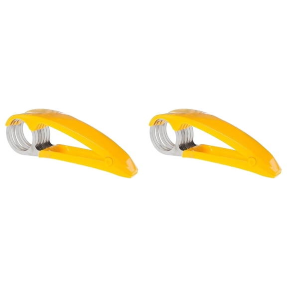 Zoowood Banana Slicer Banana Cutter Fruit Slicer for Strawberry Cucumber Sausage Manual Stainless Steel Kitchen Tool Yellow 2-Pack