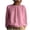 Pink, variant on Women's Round Neck Pleated Wrinkled Texture Long Sleeve Blouse, Casual Loose Fit Pullover Top for Summer Daily Wear