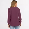 thumbnail image 5 of Women's Waffle Knit Sweatshirts Casual Loose Long Sleeve Button Down Pullover Shirts Fall Lightweight Cozy Comfy Sweaters, 5 of 5