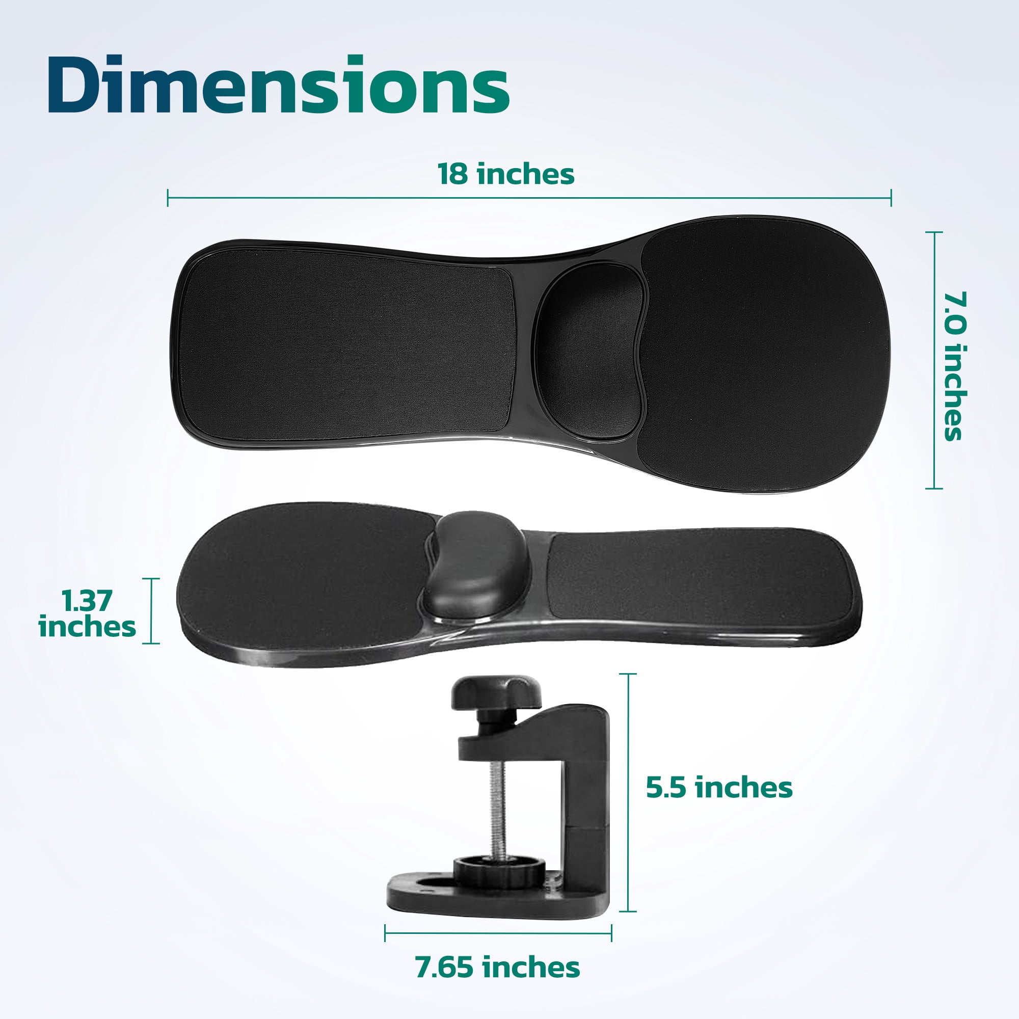 Purely 5920 Ergonomic Arm Rest Mouse Pad for Desk & Chair, 180° Adjustable Arm Wrist Support & Computer Desk Arm Extender, Suitable for Office and Home, Black
