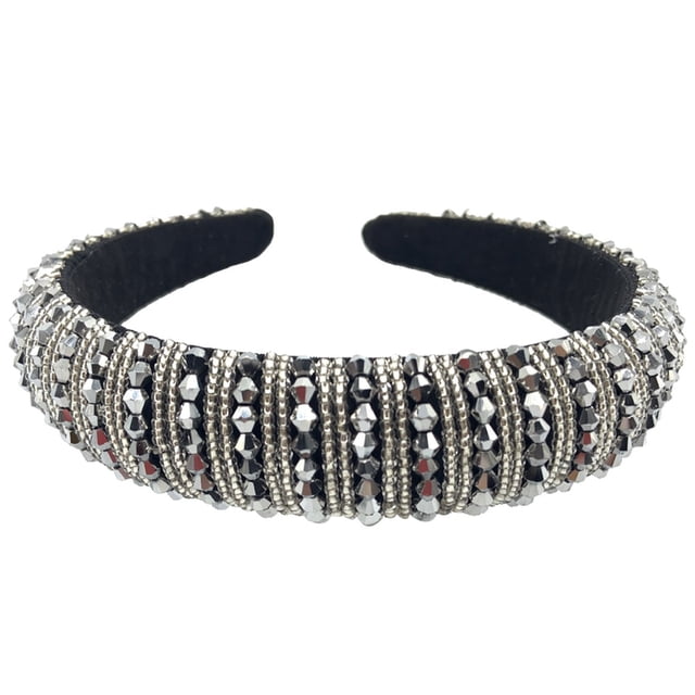 Qarigey Diademas con cuentas de cristal y diamantes de imitación para la cabeza Accesorio para el cabello Gris Qarigey AP010970-13B
