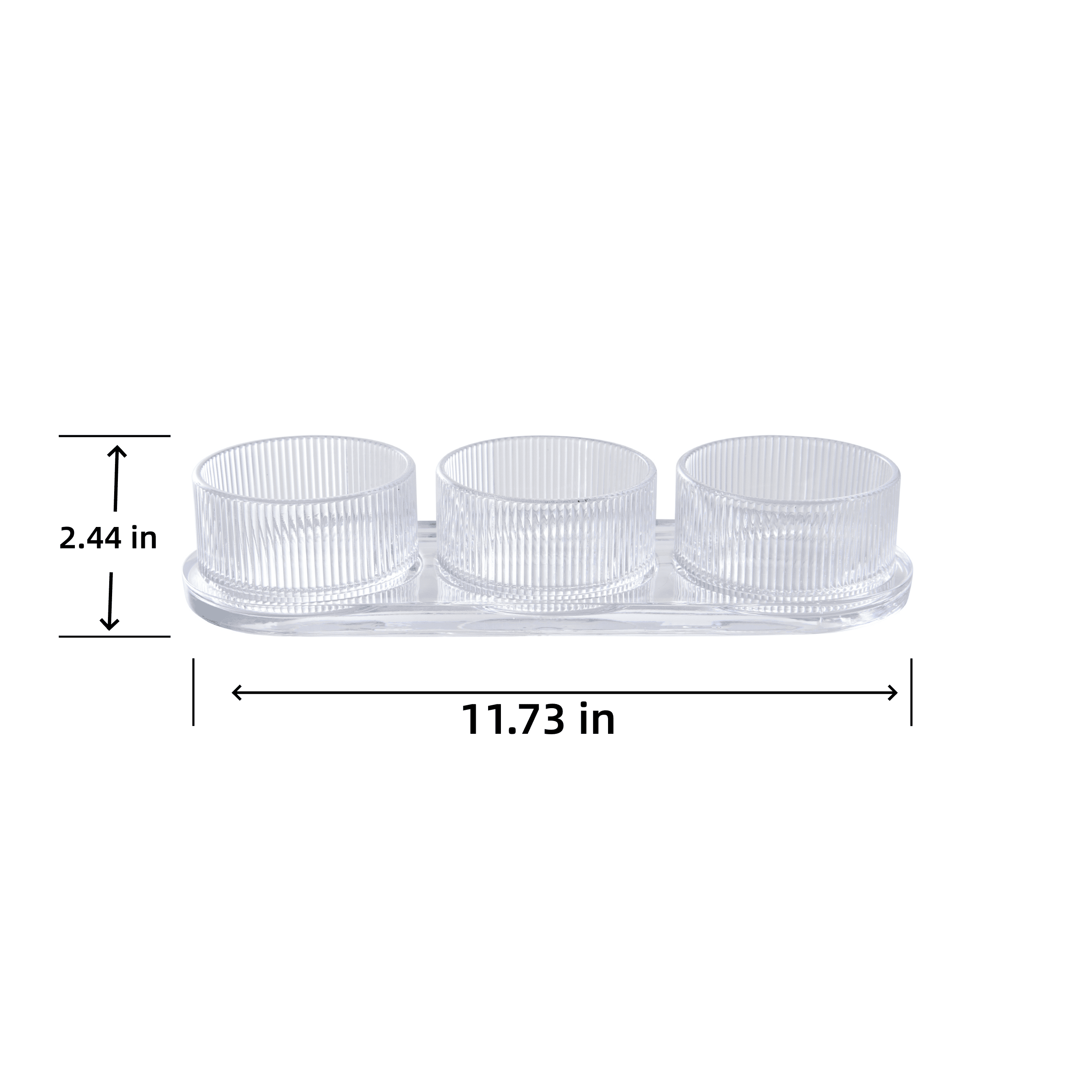 Better Homes & Gardens 6 oz Round Ribbed Glass Serving Bowls with Tray, 4-Piece Set