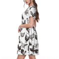 thumbnail image 2 of Easygdp Funny Chicken para Vestido Transpirable de Mujer, Vestido Suelto de Manga Corta con Pliegues y Bolsillos para el Verano, 2 of 6