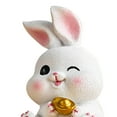 thumbnail image 2 of facefd Rabbit Statue Miniature Desktop Ornament Animal Sculpture for Bedroom Decor StyleE, 2 of 9