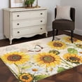 thumbnail image 3 of Area Rug for Living Room, Yellow Sunflowers Non-Slip Indoor Large Carpet for Bedroom/Dining Room, Country Farm Butterfly Flower Light Beige Washable Low-Profile Floor Mat Runner Rugs - 2.7 x 5 Ft, 3 of 8
