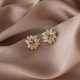 thumbnail image 2 of Pendientes de mujer con diseño de nicho de moda, pequeños y minimalistas, con forma de triángulo geométrico y piedra de ojo de gato, 2 of 5